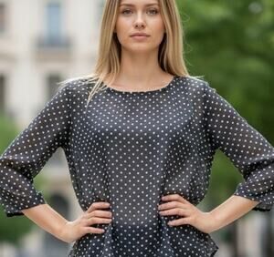 LOFT sheer polka dot blouse